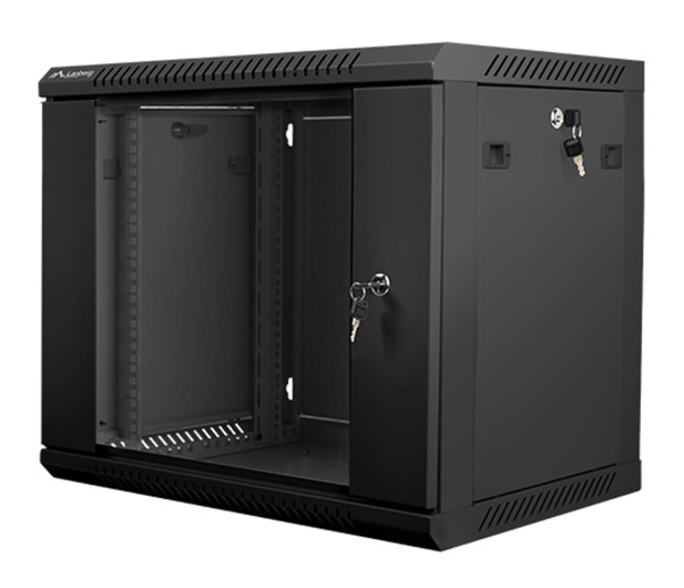 LANBERG Szafa instalacyjna wisząca 19'' 9U 600X450mm czarna (drzwi szklane) WF01-6409-10B - 455290 - zdjęcie